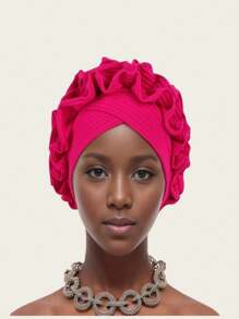 Gerüschte Turban Kappe Frauenkopftücher, weich und bequem Kopftuch Haube, einfarbige Kopfbedeckung für Damen