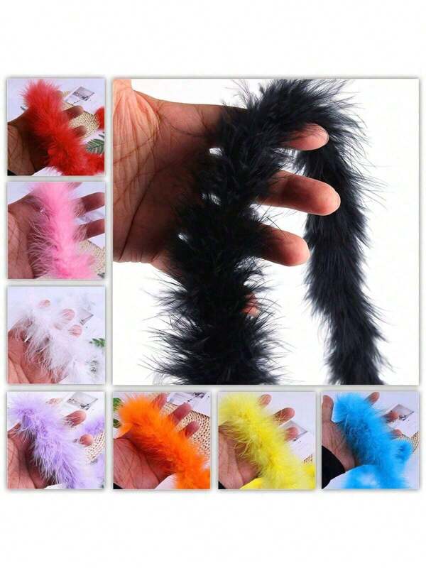 2 Meters/Pc Turkey Feather String, Monkey Tail, Decorative Plume Ribbons For DIY Crafts, Floral Arrangement - Suitable For New Year, Christmas & Other Occasions