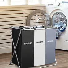 3 Grids Laundry Basket Foldable Dirty Clothes Organizer Bathroom Waterproof Storage Basket Large Laundry Hamper Three Grids New, 180L Laundry Basket Sorter - Multicolor - View 12