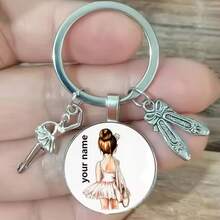 Personalized Name Ballerina Keychain, Ballet Girl Dance Shoes Keychain, Private Customization - Multicolor - View 7
