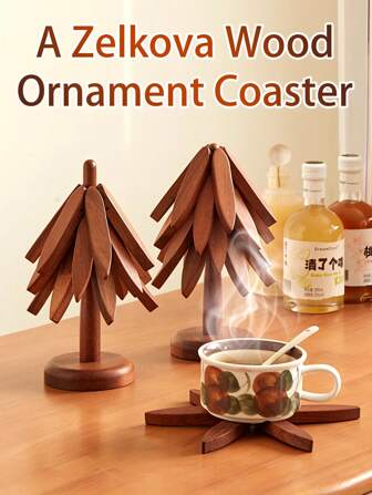 1 stuk 8 inch boomvormige onderzetters, opvouwbare houten placemats voor warme gerechten en pannen, anti-vlek pannenlappen voor hete potten, pannen, kommen, kopjes, borden, keukentafel, huishoudelijke benodigdheden