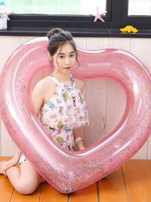 1pc Inflatable Heart Shaped Swimming Ring, Suitable For Water Sports, Pool Party Fun, Floating Water
