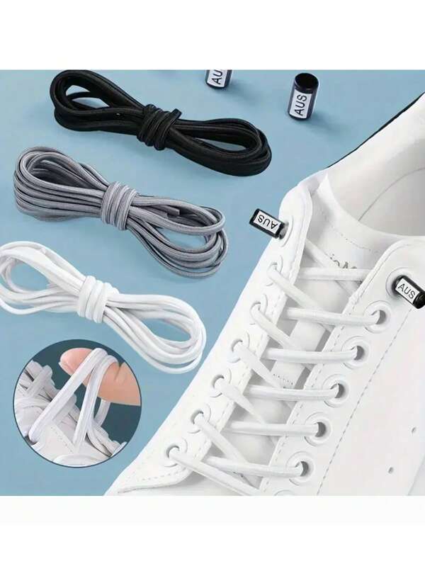 Lace Up Elastic Shoelaces - Durable Nylon With Metal Toe, Non Fading, Versatile And Easy To Put On And Take Off, Perfect For Sports And Casual Shoes, Available In Multiple Colors, Sports Shoelaces | Fashionable Shoelace Design | Elastic Sports Shoelaces, Shoe Accessories