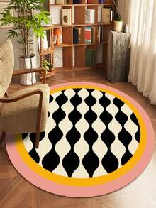 1pc, [Best Seller] Wavy Anti-Fatigue Round Creative Design Area Rug, Living Room Rug, Bedroom Rug, Personalized Decorative Rug, Entryway Rug, Kitchen Rug, Bathroom Rug, Gaming Room Rug, Study Room Rug