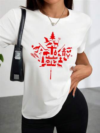 加拿大标志性T恤、爱国加拿大T恤、加拿大国庆日T恤、加拿大枫叶