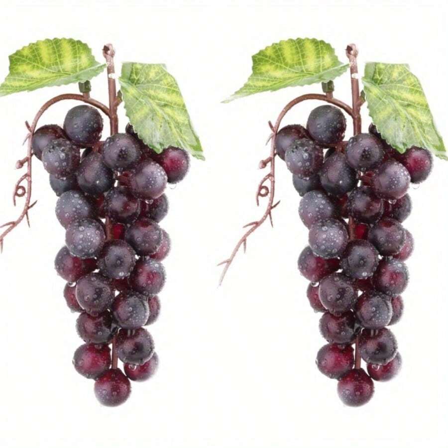 3 violetas artificiales realistas - frutas y hojas verdes de plástico natural falso para decoración de cocina, decoración del hogar y relleno de cestas navideñas (36 piezas)