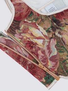 Damska kamizelka typu bodycon w kwiaty w stylu vintage, kamizelka ze ściągaczem, odzież wierzchnia, topy, impreza noworoczna, walentynki, święta, top gorsetowy, strój na dzień św. Patryka