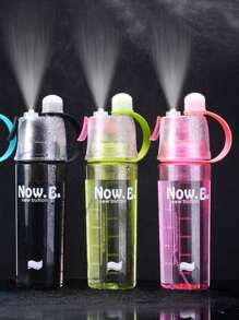 600ml Sports Water Spray Bottle - Leakproof Portable PC Water Bottle With Handle For Hiking, Gym, Travel - 2 In 1 Mist & Drink (Black/Green/Pink/Blue)