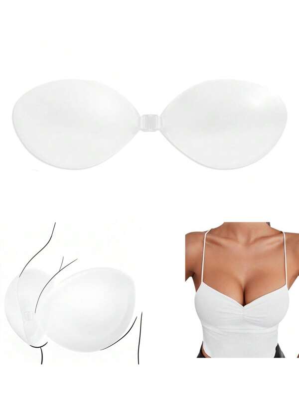 1 paio di reggiseni adesivi senza spalline, invisibili, push-up in silicone, adatti per abiti senza schienale