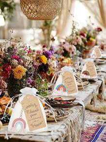 30pcs/15pcs Rainbow Woven Keychain Gift Set, Including 5pcs/10pcs Handmade Keychains, 5pcs/10pcs Thank You Cards And 5pcs/10pcs Organza Bags, Bohemian Style Rainbow Woven Keychains, Suitable For Bridesmaid Gifts, Guest Favors, Birthday Parties, Baby Showers, Mother's Day Parties, Engagement Parties, Bachelorette Parties And Bar/Bat Celebrations