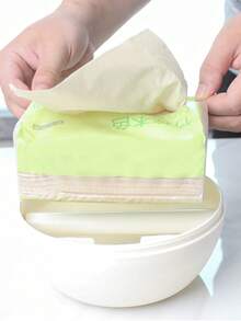 1pc Creative Matte Tissue Box, Circular Napkin Dispenser For Home, Living Room, Bathroom, Bedroom, European Style Back To School - White - View 5