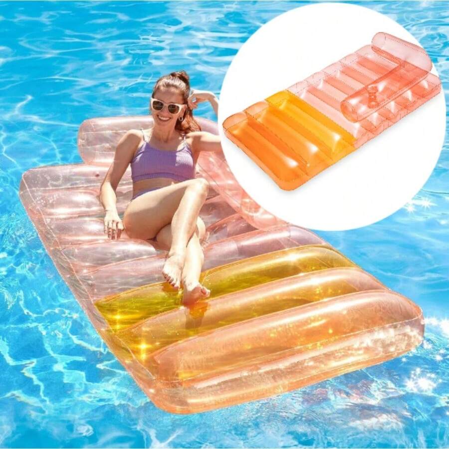 6ft Rose Pink Inflatable Sofa Bed Lounger – Stylish Comfort For Pool & Beach - default - View 1