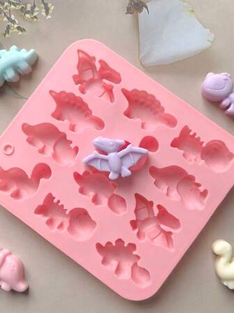Molde de silicona para caramelos con 12 cavidades con diseño de dinosaurios, molde creativo para hacer caramelos, chocolates, gelatinas o cubitos de hielo para hornear