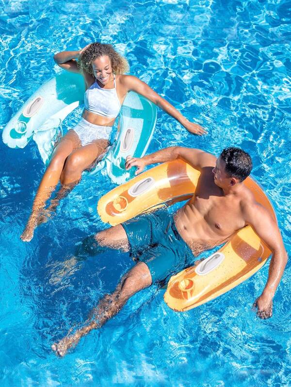 1 boia inflável em formato de U para piscina, cadeira flutuante para festa na praia e piscina de verão em cores doces para adultos, espreguiçadeira multifuncional para férias, presente perfeito para o verão