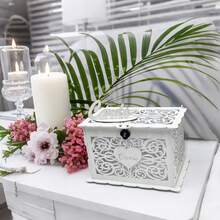 1 件乡村风格木质锁扣婚礼卡盒，适合婚礼、迎婴派对、生日、毕业典礼