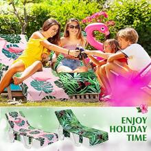 2 Pcs Lounge Chair Towel Cover With 3 Pockets, 85 X 30 Inch Beach Pool Chair Towels Microfiber Chaise Lounge Covers For Outdoor Summer Sunbathing Pool Beach Garden Lounger(Tie Dye) - 大嘴鳥,紅鶴 - 查看 6