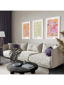 1 件美学渐变光环抽象海报复古帆布画全息粉色画廊墙壁艺术印刷品图片卧室装饰节日和生日礼物、办公室装饰布置艺术品可选框架