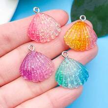 Mixed 3/8-Piece Resin Colored Shell Series Pendant Accessory Set, Suitable For DIY Necklace, Earring, Keychain Jewelry Making Fashion Accessories. - Multicolor - View 1