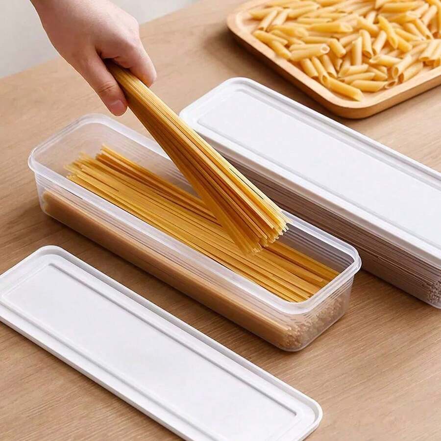 6 件装长方形塑料冰箱食品储存盒带盖，厨房面条、谷物、意大利面密封容器 - 彩色 - 查看 1