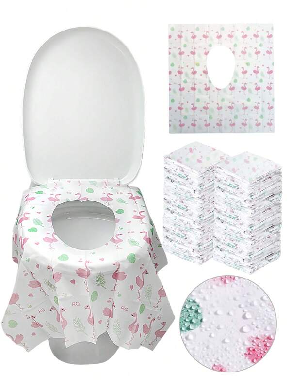 10 قطع أغطية مرحاض يمكن التخلص منها، ضروريات سفر محمولة كبيرة مقاومة للماء لمقعد المرحاض، مناسبة للمنزل والسفر والمراحيض العامة، يمكن تغطية المرحاض بالكامل