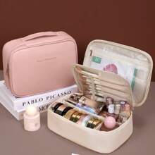 1pc.Travel Toiletry Bag - Space-Saving And Easy To Access, PU Material, Large Capacity Cosmetic Storage Box, Suitable For Travel, Multi-Functional Storage Bag, Perfect For Outdoor Use