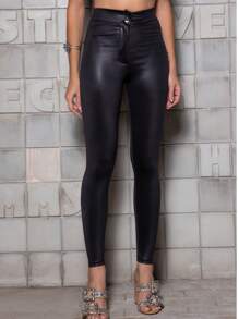Calça Hotpants Disco Cirre Cintura Alta Couro Fake  Simples  Natal  Festa  elegante  Sensual  Casual  Poliéster  Zíper  Botão  Bolso    Legging Feminina  Noite  Feriado  Diário  Festa de aniversário  Formal e Noturno  Regresso a casa  Despedida de solteira  viagem  Esportes e Fitness  Palco e Concerto  Concerto de música country  Todas as Estaçoes