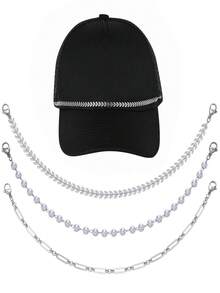 3pcs/Set Boho Style Turquoise Beaded Necklace, Suitable For Baseball Caps And Mesh Caps, Party And Casual Style - C - View 2