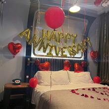 18pcs/Set Happy Anniversary Decoration Balloons Garland (Red, Gold, Silver, Rose Gold), Heart Foil Balloons, Suitable For Valentine's Day, Anniversary, Engagement, Wedding, Romantic Home Decor, Romantic Holiday Decoration, Party Decor - Multicolor - View 6