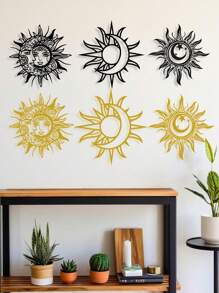 1pc Metal Sun And Moon Themed Wall Art Decor, Iron Crafted Home, Restaurant Decoration, Perfect Accent For Christmas, Personalized Farmhouse, Patio, Porch, Unique Gift Idea For Him/Her, Boyfriend/Girlfriend, Dad, Mom, Family, Friends, Valentine's Day, Children's Day, Father's Day, Graduation, Wedding, Housewarming, Living Room, Bedroom, Office, Family Dinner Gifts Birthday