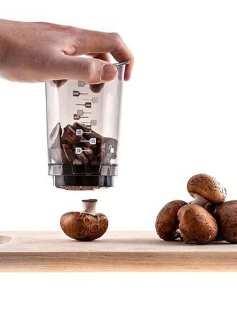 Picadora y rebanadora manual de verduras 3 en 1 - Cuchillas de acero al carbono, apta para lavavajillas, herramienta de cocina multifuncional para rebanar, picar y medir - Ideal para cebollas, champitalla grandees y más, rebanadora y picadora de verduras