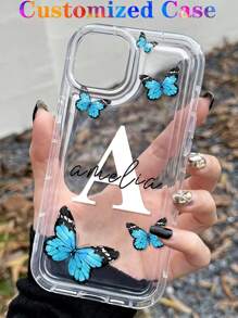 1 pieza Funda personalizada para teléfono móvil con diseño de lazo y firma, carcasa transparente suave y resistente a caídas, texto personalizado para A23/A14/S23 24Ultra/ 11 13 15 16 Pro Max, inicial personalizada, elegante, colorida, vintage, linda, sencilla, divertida, personalizada, regalo ideal para él, regalo ideal para ella, novio, novia, familia, amigos, abuelos, pareja, para aniversarios, para cumpleaños, fundas de teléfono personalizadas, cómoda y fácil de usar, teléfonos celulares y accesorios, elegante otoño
