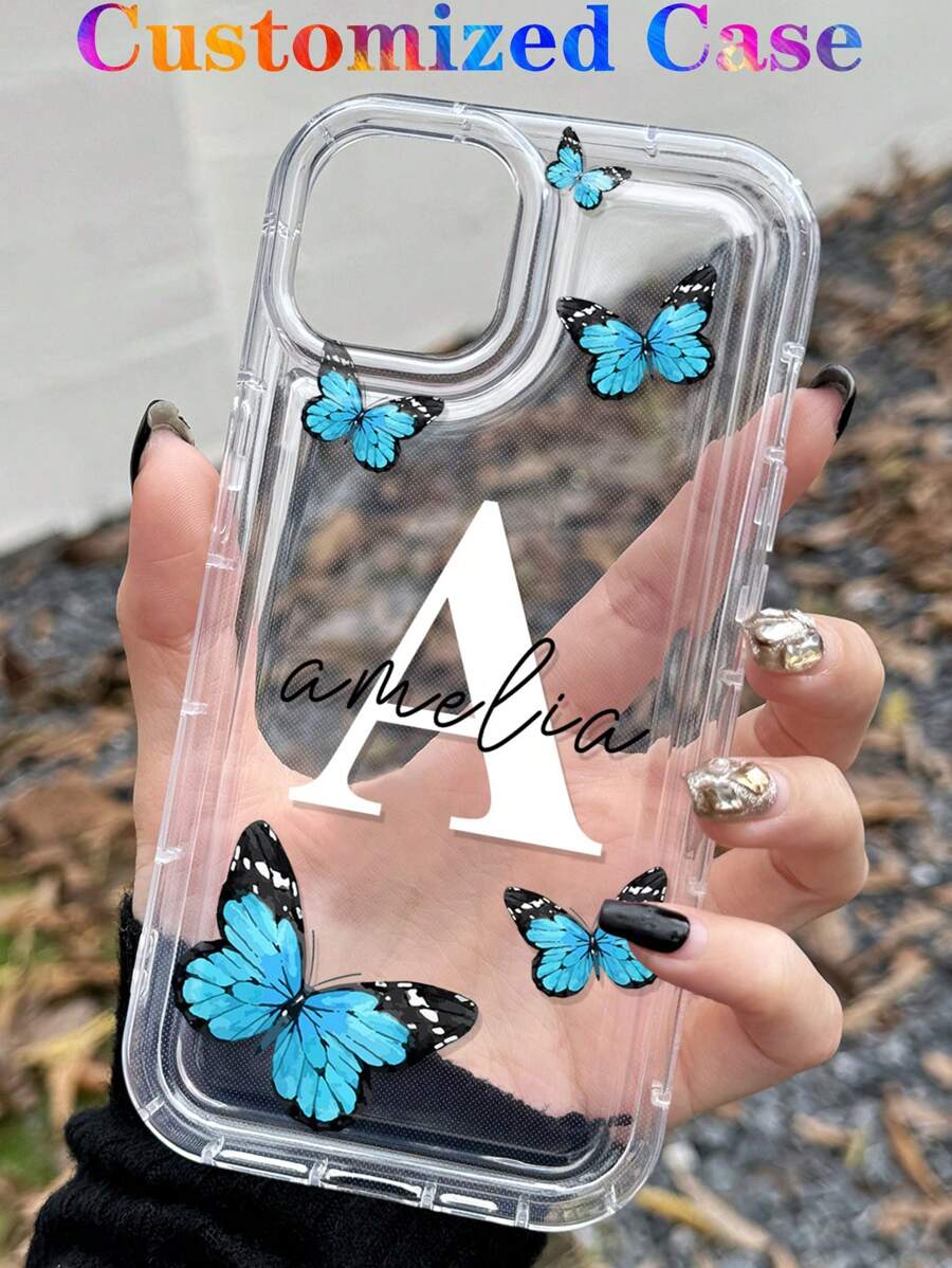 1 pieza Funda personalizada para teléfono móvil con diseño de lazo y firma, carcasa transparente suave y resistente a caídas, texto personalizado para A23/A14/S23 24Ultra/ 11 13 15 16 Pro Max, inicial personalizada, elegante, colorida, vintage, linda, sencilla, divertida, personalizada, regalo ideal para él, regalo ideal para ella, novio, novia, familia, amigos, abuelos, pareja, para aniversarios, para cumpleaños, fundas de teléfono personalizadas, cómoda y fácil de usar, teléfonos celulares y accesorios, elegante otoño