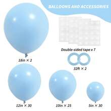 87pcs Pastel Blue Balloons Different Sizes 18 12 10 5 Inches For Garland Arch, Premium Blue Latex Balloons For Birthday Wedding Baby Shower Bridal Shower Party Decorations