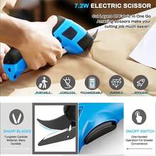 Tijeras eléctricas inalámbricas a batería, cortador de cajas de cartón, tijeras de tela de alta resistencia, con 2 cuchillas para cortar tela, alfombras, y cartón. - Azul - Ver 3