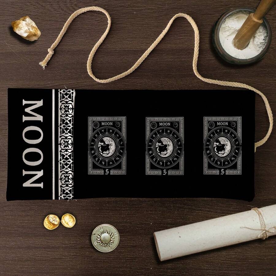 1pc Moon Tarot Card Storage Bag, Astrology Gift Bag, Divination Tool Accessory, For Witchcraft & Astrology Supplies Storage, Suitable For Holiday Parties, Gifts