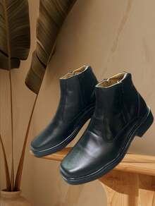 BOTA ESTILO CHELSEA PARA HOMBRE 100% PIEL EN ACABADO BORREGO, COMODIDAD, SUAVE, LIGERO, MODA, ELEGANTE ,PARA CUALQUIER EPOCA DEL AÑO Y EN CUALQUIER TIPO DE EVENTO - Negro - Ver 2