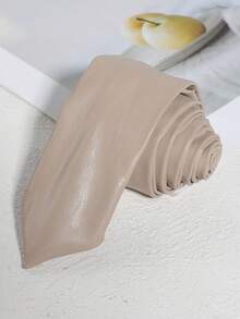 1 件男士时尚休闲纯色 2 英寸窄手工 PU 领带，适合日常工作、郊游、商务、学校、派对搭配男士领带