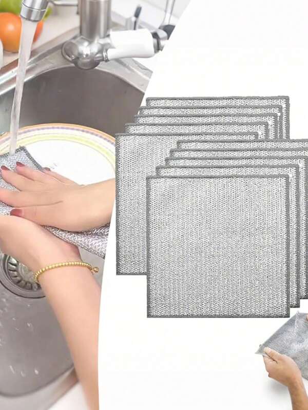 Juego de 8/20 paños metálicos multifuncionales de limpieza milagrosa, que pueden reemplazar trapos y almohadillas de aislamiento térmico. Paño de cocina metálico de doble capa engrosado y actualizado, que elimina la suciedad de manera profunda y efectiva mientras protege la vajilla y sus manos, adecuado para metal, cocina y vajilla.