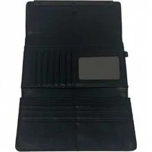 portafolios triple para mujer, Sello de logotipo negro, Una talla, Logobar portafolios Trifold Wristlet - Sello de logotipo negro - Ver 2
