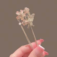 1 Stück Kirschblüten Haarkamm, Vintage Blumen Haaraccessoire für Frauen, elegante Hanfu Haarspange, quastenbesetzter Cheongsam Haarclip