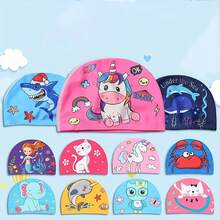 1pc Vibrant Cartoon Swim Cap For Youngsters - Stretchy, Ear-Protecting Fabric In Mixed Colors With Unicorns, Sharks, And More - Perfect For Pool Activities & Bath Time - 彩色 - 查看 4