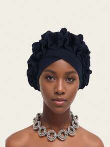 Gerüschte Turban Kappe Frauenkopftücher, weich und bequem Kopftuch Haube, einfarbige Kopfbedeckung für Damen