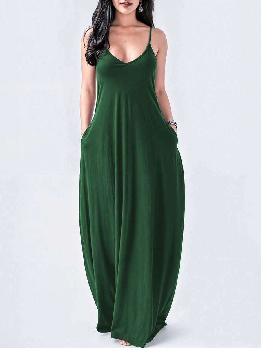 Maxi Slip Dress Elegant Casual Lady Women Xally 30 Bags - 墨綠色 - 查看 1
