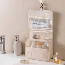 1pc New Stylish Korean Waterproof Travel Organizer Bag, Large Capacity Portable Toiletry Makeup Organizer Bag With Hook,For Holiday Beach, Bathroom Collection, Bedroom Collection, Large Capacity