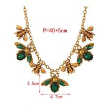 1pc Punk Style Elegant And Fashionable Multi-Color Alloy Titanium Steel Encrusted With Artificial Crystals Faux Pearl Bee Pendant Necklace Party Music Festival Banquet Wear, Men And Women's Versatile Models, Gifts For Friends And Classmates Bee Lovers - Multicolor - View 7
