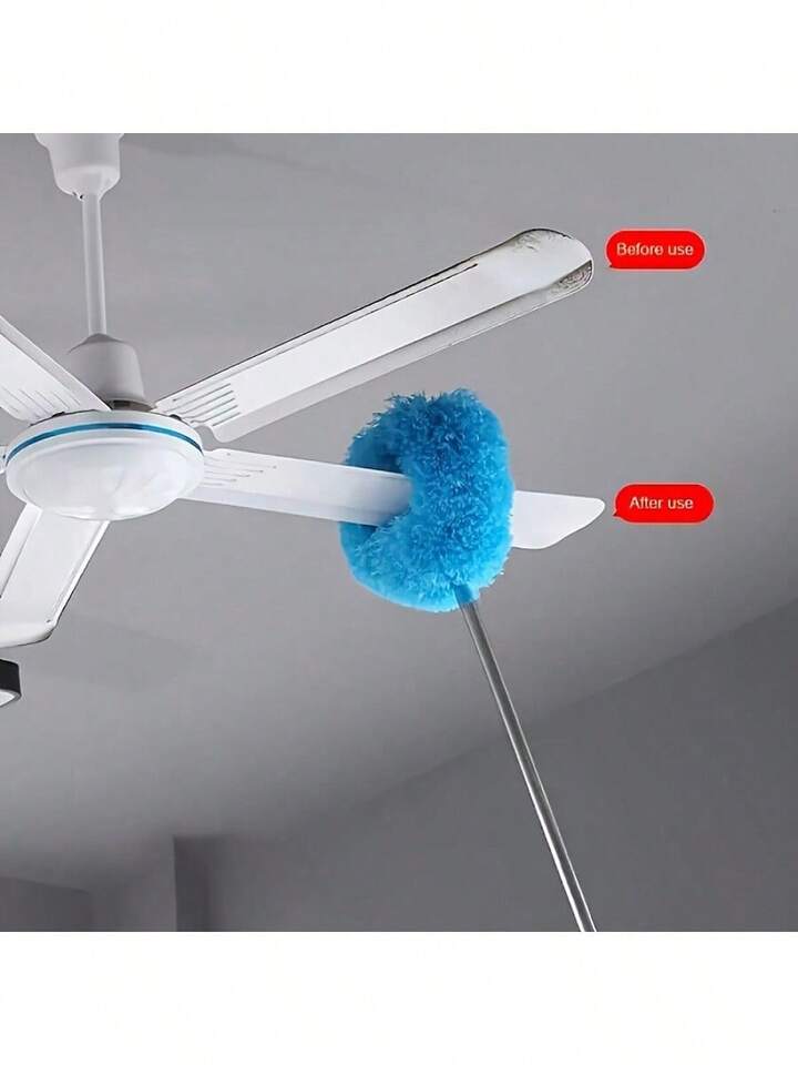 12 Ft Long-Handled Microfiber Ceiling Fan Duster - Dust-Locking, Reusable, Machine Washable, Effortless Cleaning Brush - Detachable Brush For Easy Cleaning, Ideal For RVs & Home Use