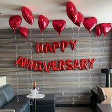 18pcs/Set Happy Anniversary Decoration Balloons Garland (Red, Gold, Silver, Rose Gold), Heart Foil Balloons, Suitable For Valentine's Day, Anniversary, Engagement, Wedding, Romantic Home Decor, Romantic Holiday Decoration, Party Decor - Multicolor - View 9