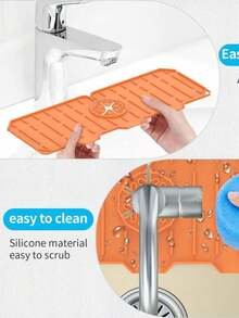 1pc Thick Silicone Faucet Drain Mat, Casual Home Decor - Multicolor - View 4