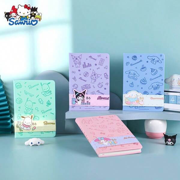 Sanrio Sanrio B6 Cinnamoroll, Pochacco, Kuromi, My Melody Notebook - Embossed Hard Cover Design, Cute Cartoon Design, Soft Colors, Perfect For Travel, Office Notes | Ideal Gift For Friends, Graduation Party, And Other Party Festivals.