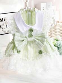 Lightweight Dog Clothes For Spring & Summer, Princess Style Polka Dot & Lace Pet Dress For Small Dogs Like Poodle, Bichon Frise, Yorkshire Terrier - Green - View 7